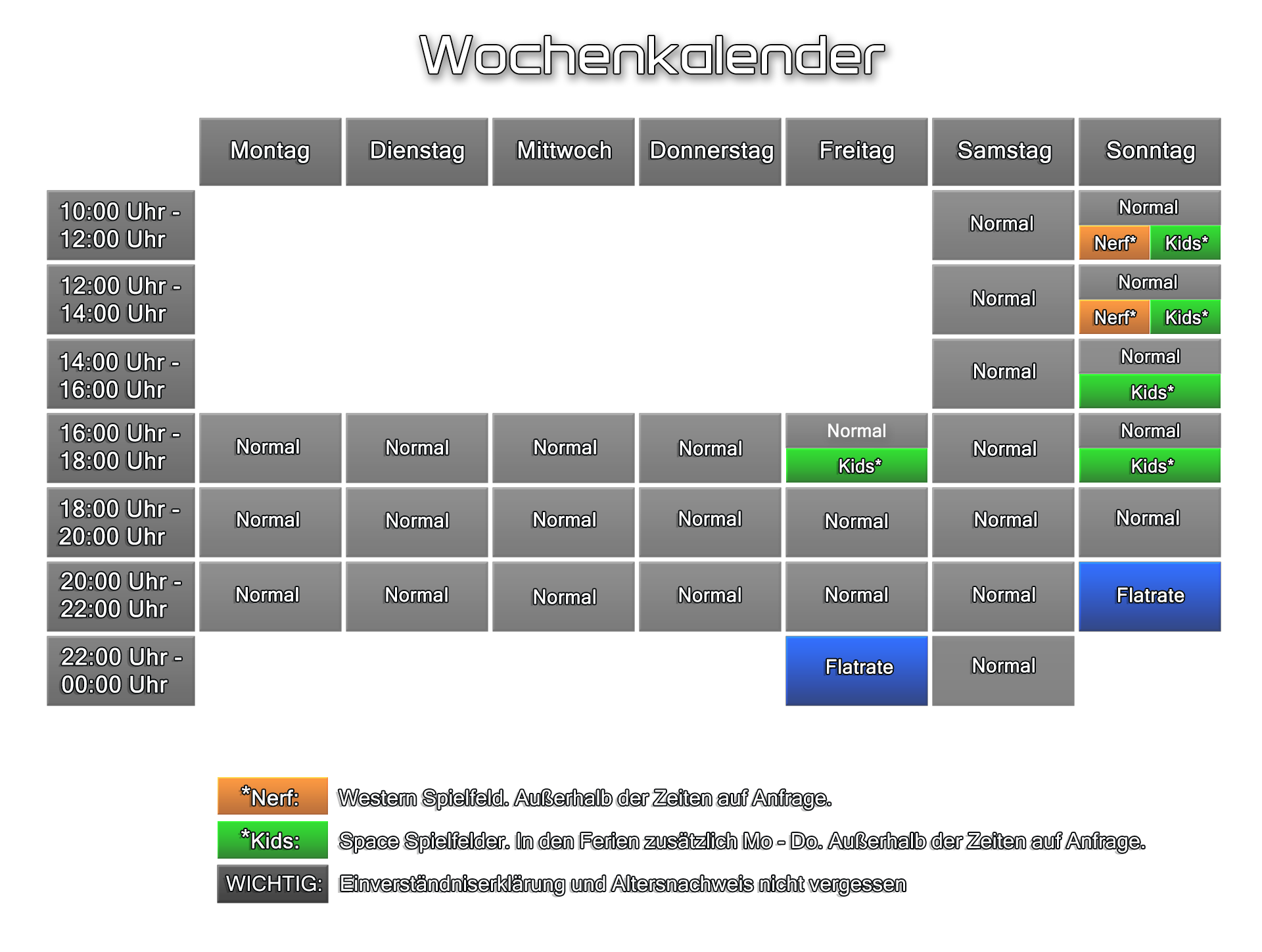 ActionPark Nürnberg Wochenkalender