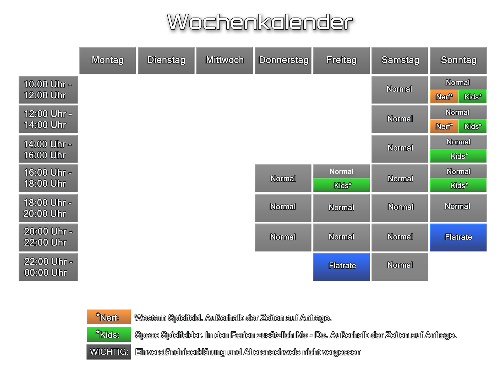 ActionPark Nürnberg Wochenkalender