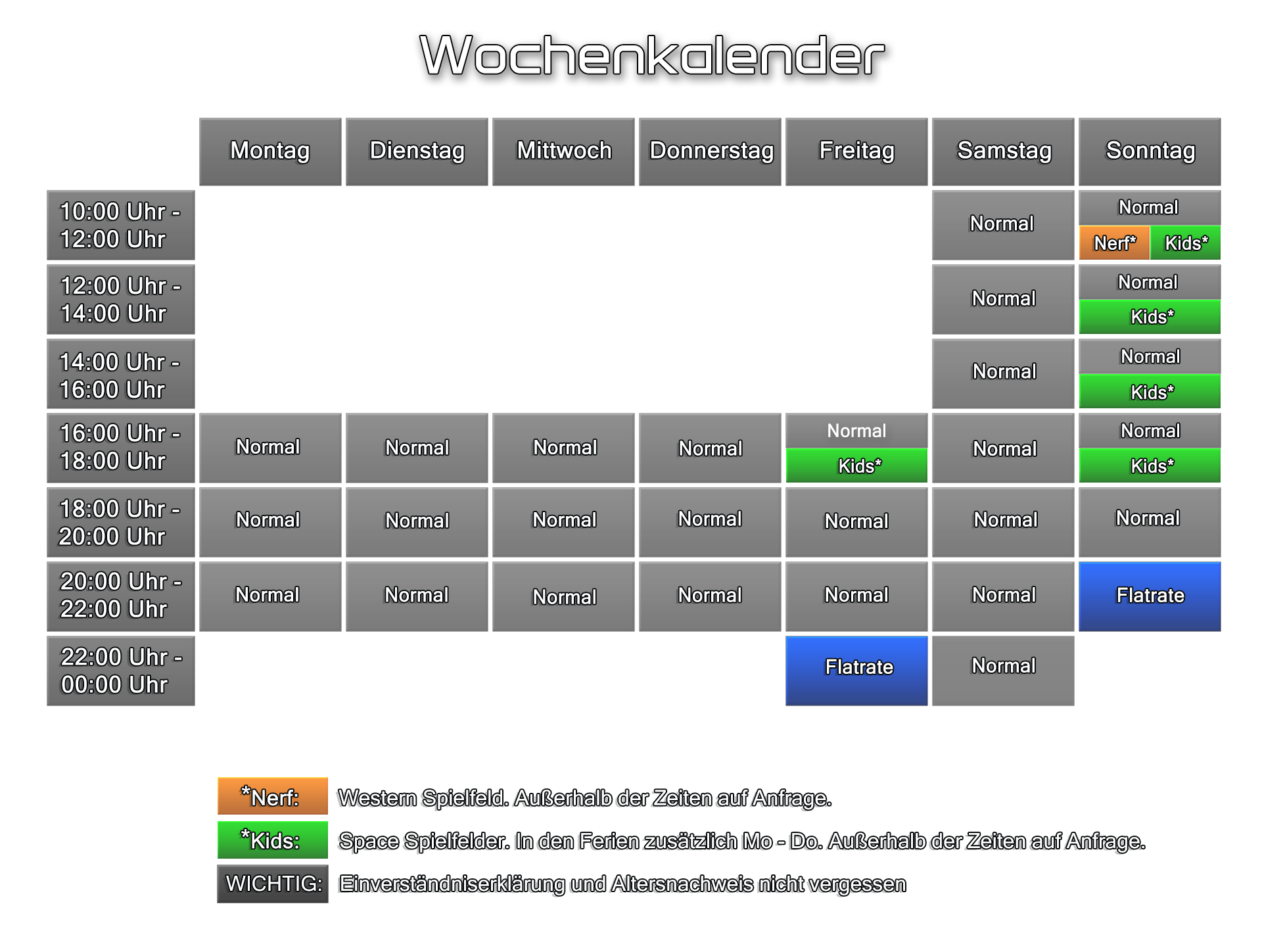 ActionPark Nürnberg Wochenkalender